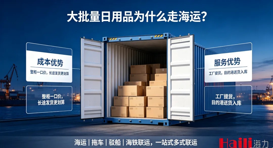 大批量日用品跨区域发货，为什么越来越多企业优先选择海运？
